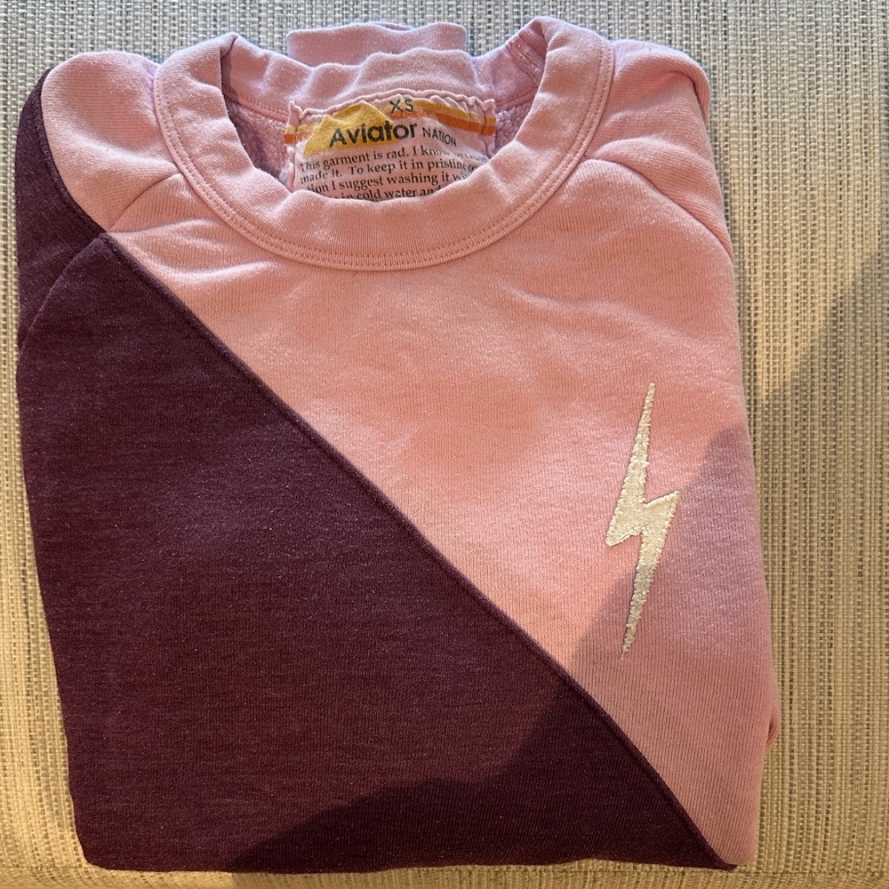 Aviator Nation Pink and Purple Lightning Sweatshirt